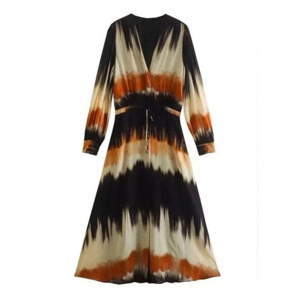 Sunday Up Women's Degradé Multicolor Long Sleeve Maxi Dress - Sz L - Picture 1 of 9